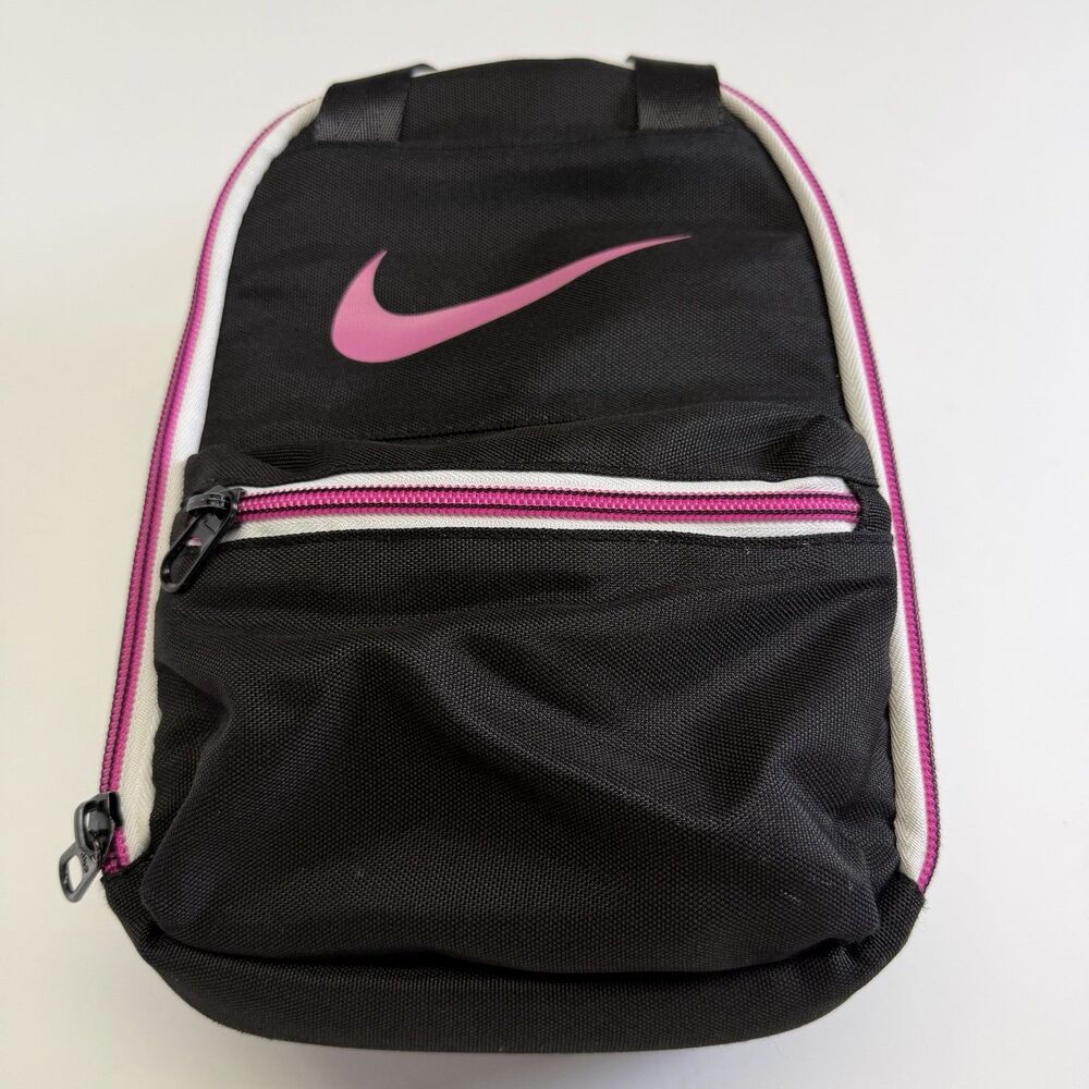 Nike Just Do It Fuel Pack Lunch Box Bag with Plastic Insert Black White Pink